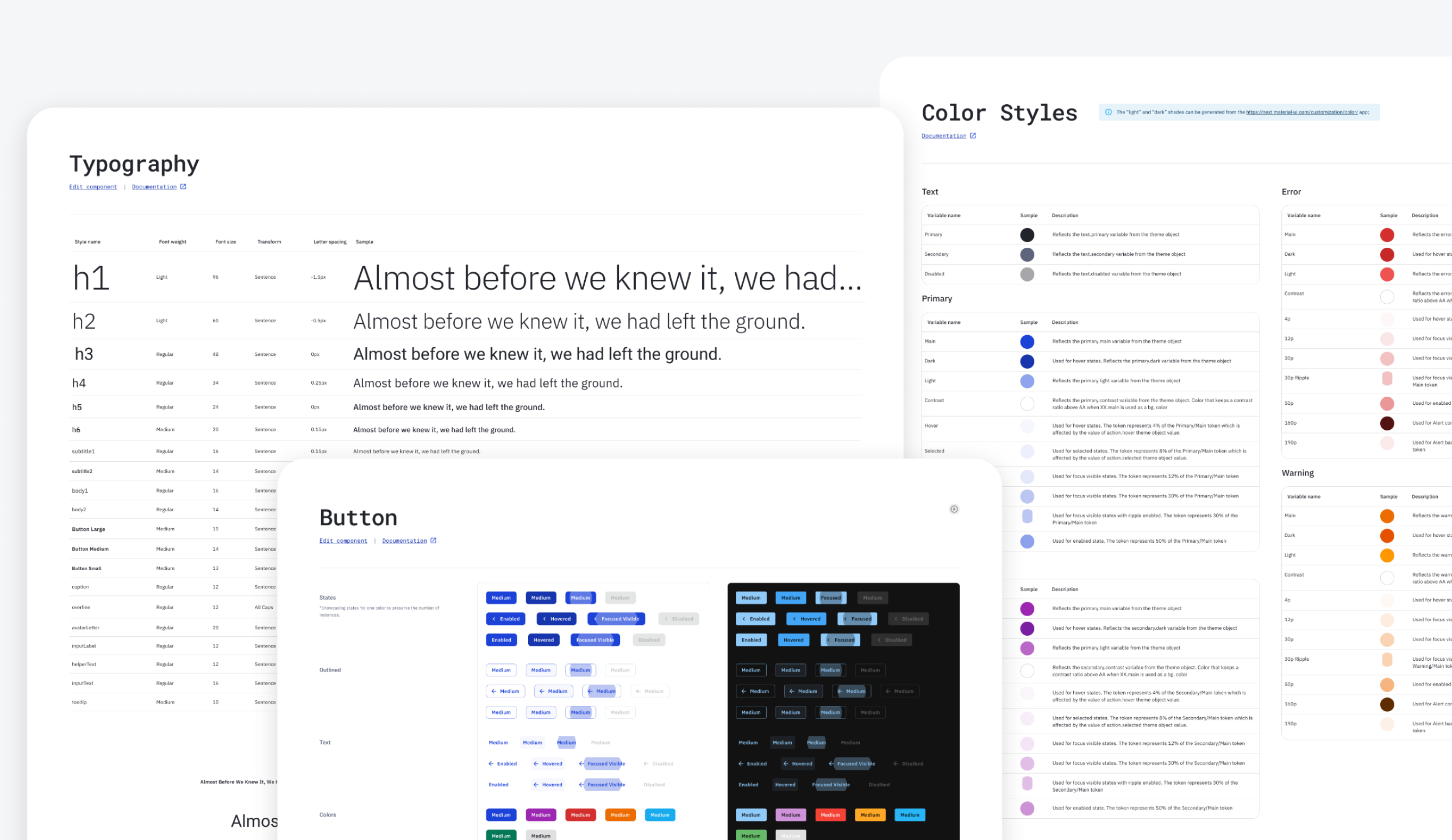 Design system and color styles