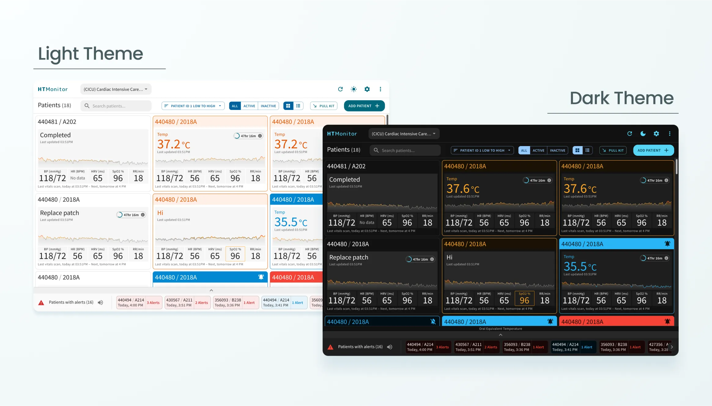 Light and dark theme comparison