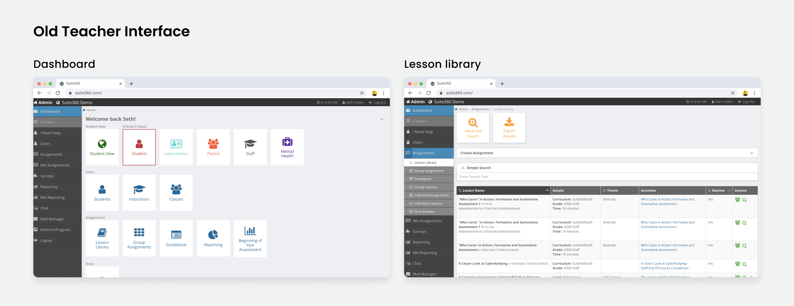 Old student interface 2
