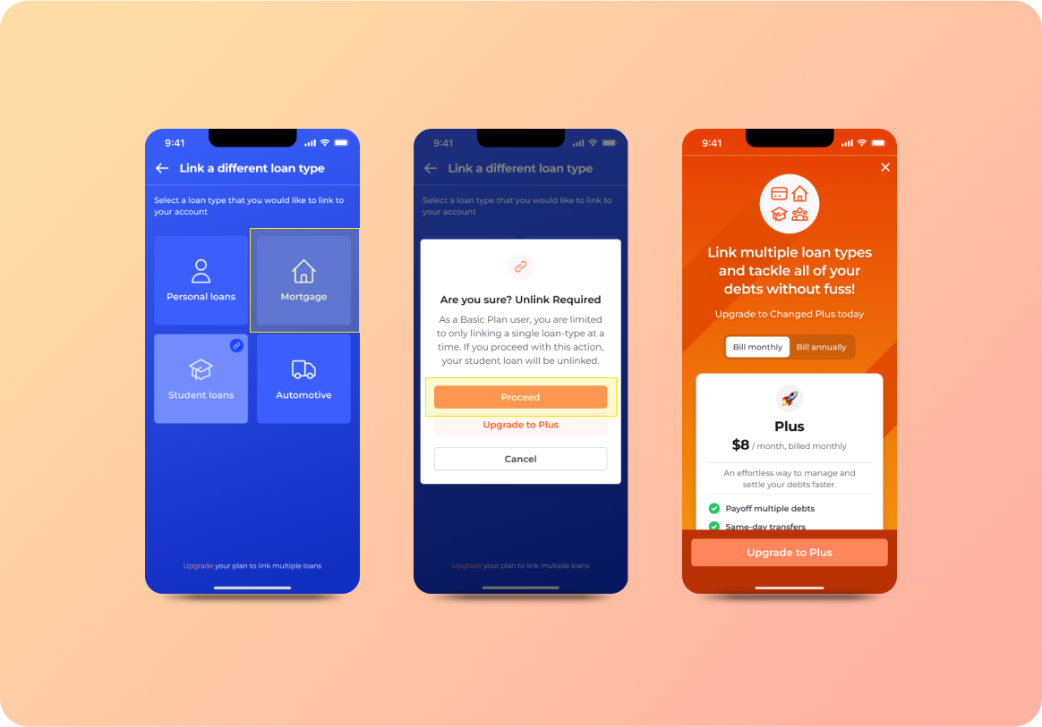 Unlink Debt upsell