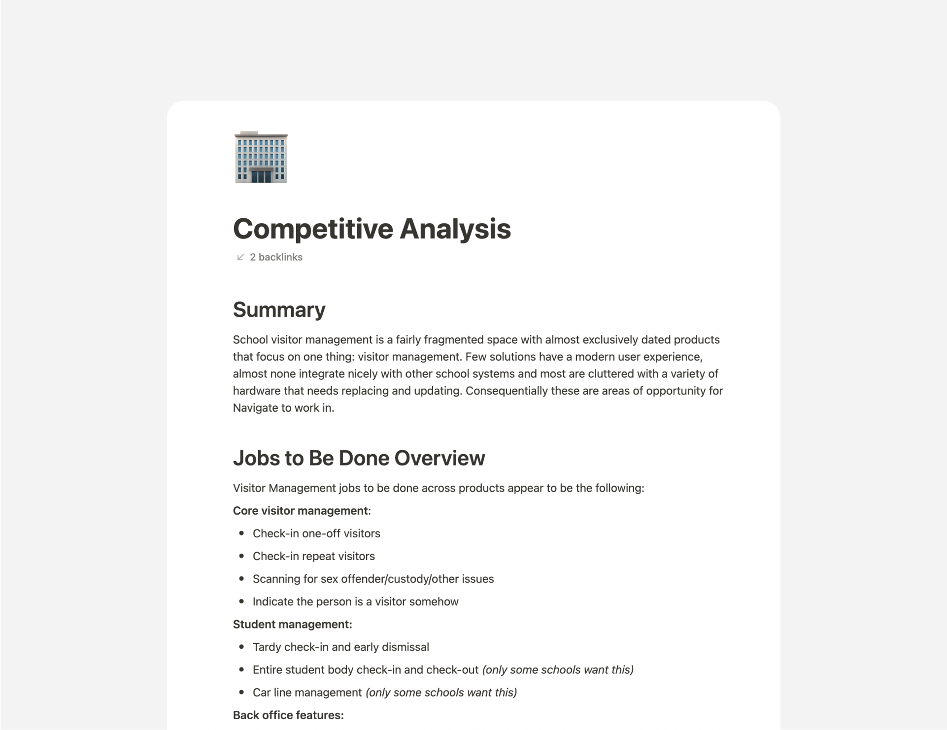 Competitive analysis