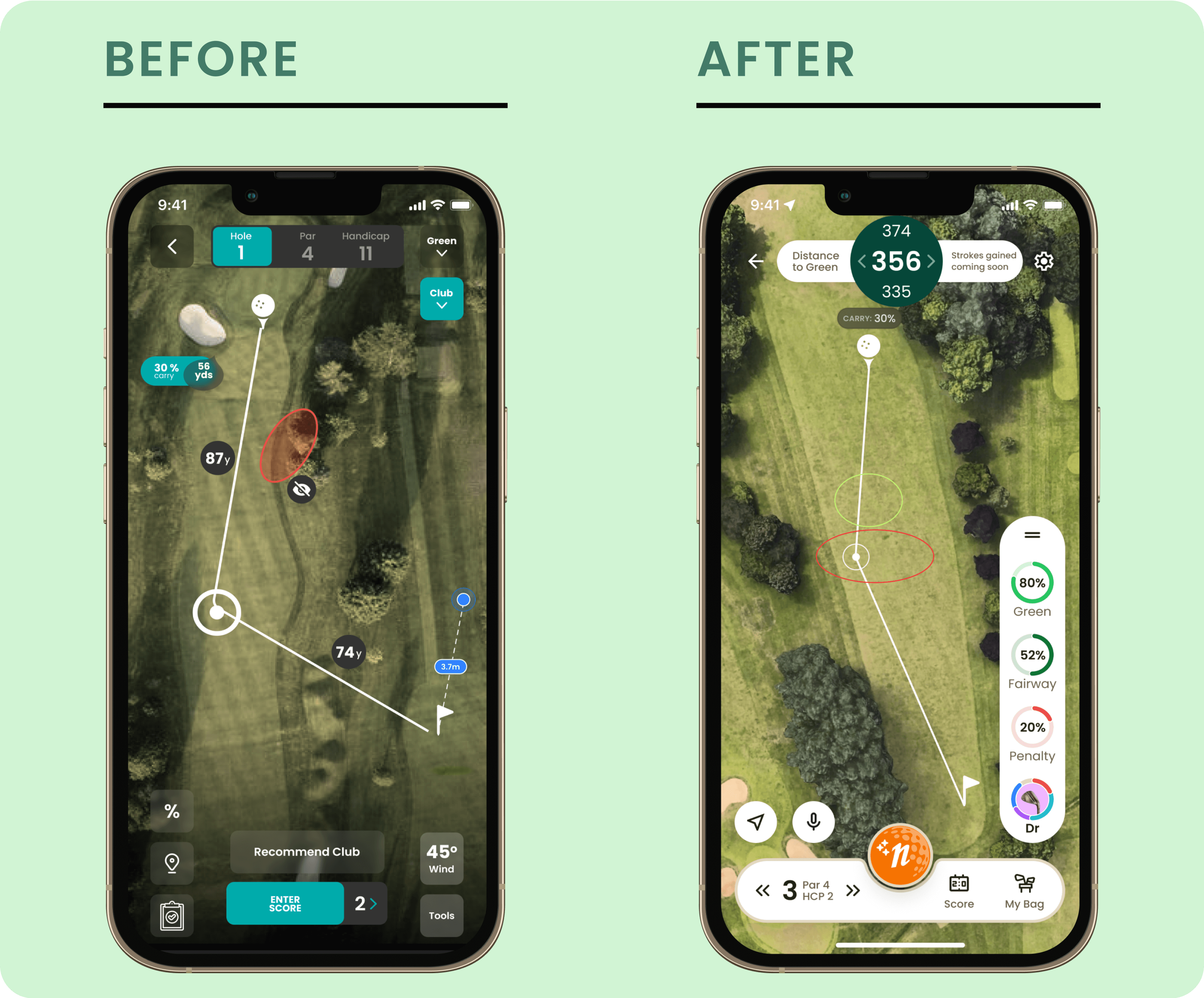 Play screen before and after