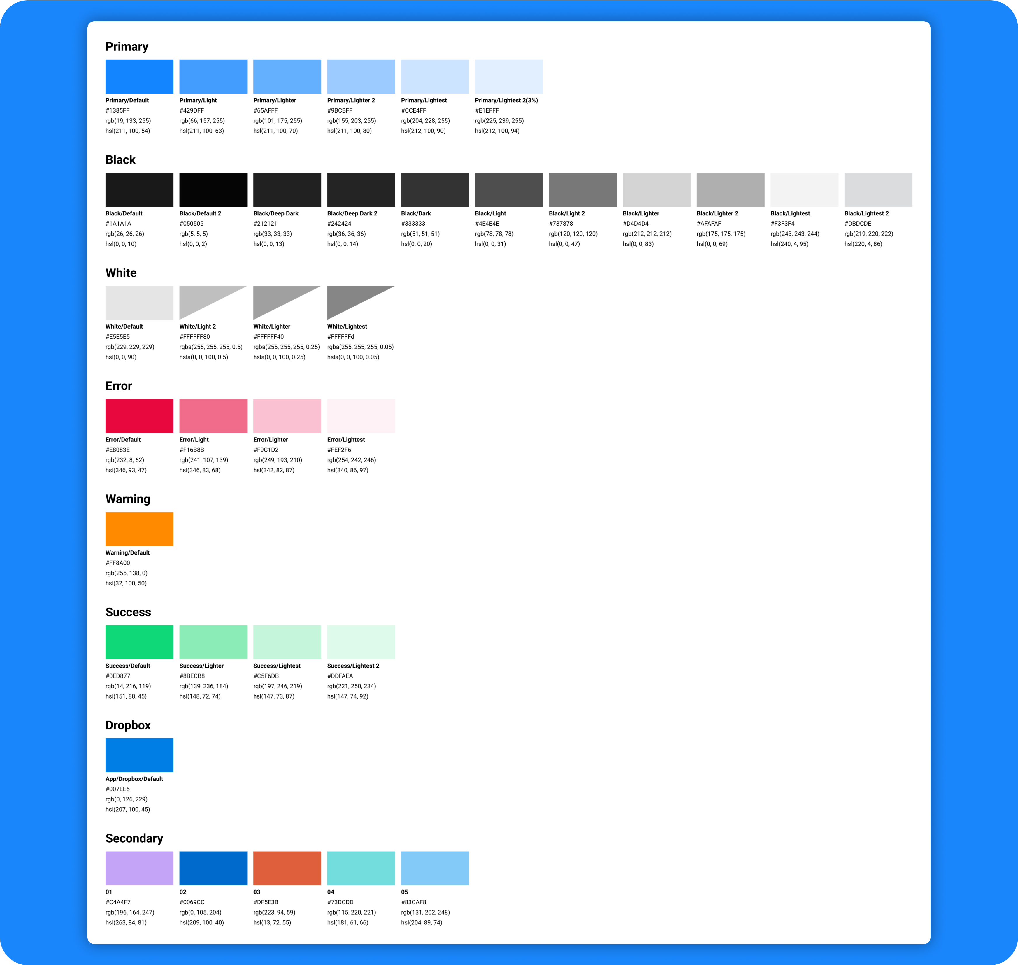 Color style guide