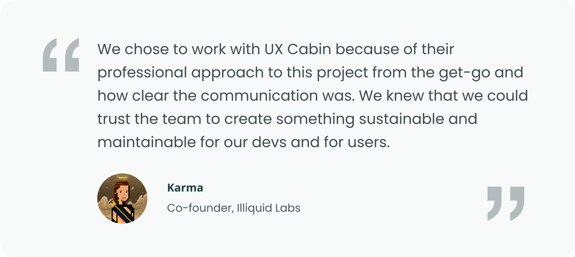 Client testimonial