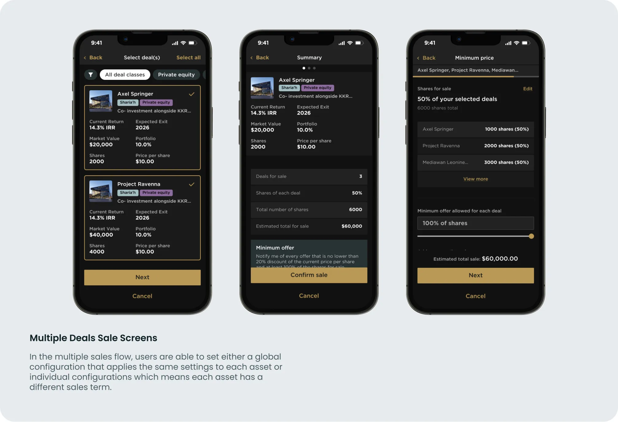 Multiple deals view
