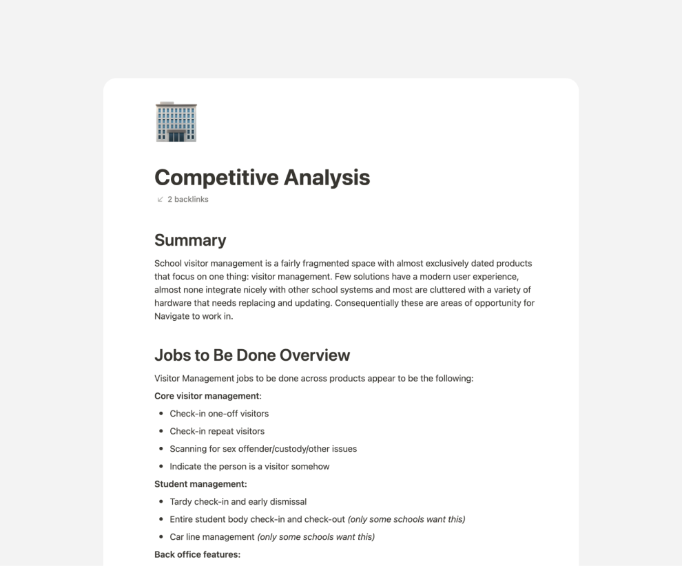 Competitor analysis
