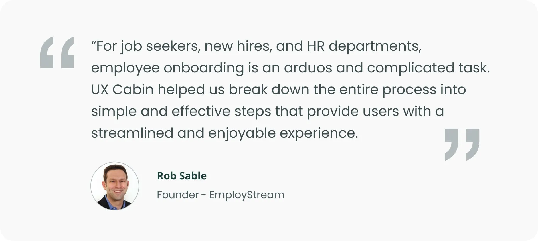 Client testimonial